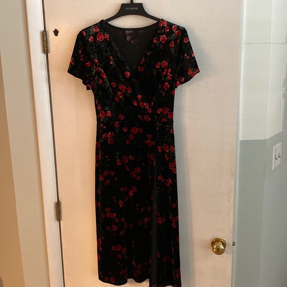 Free Press Floral Velvet Midi Dress